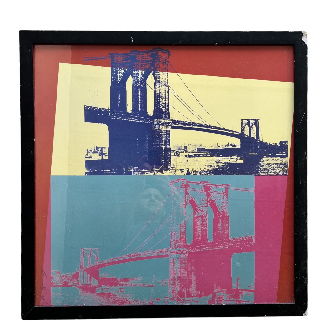 Vintage Andy Warhol Brookyn Bridge Pop Art Off Set Lithograph (1 of 3)