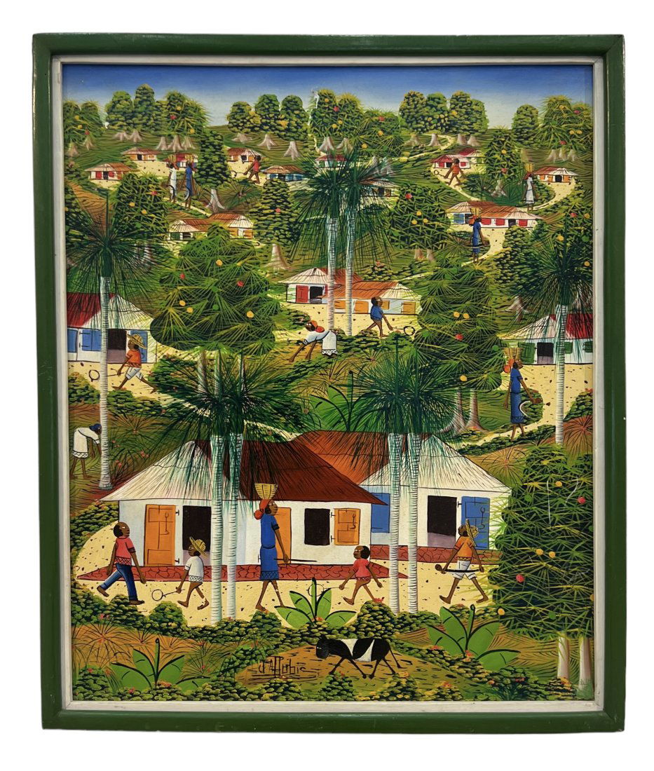 JEAN ABNER DUBIC (b. 1947, Haitian) Village Scene (1 of 3)