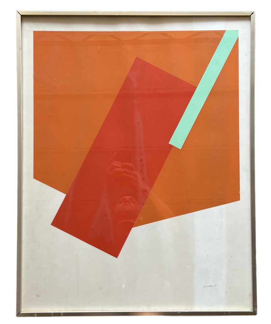 Vinatage Hard Edge Abstract Serigraph, Signed, Style Of Ellsworth Kelly (1 of 4)