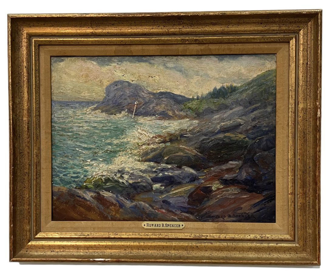 HOWARD BONNELL SPENCER (1888 - 1967, American) Waves Crashing, Maine (1 of 4)