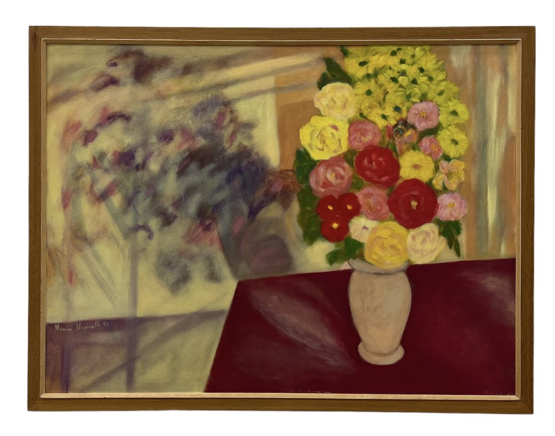 MARINA NAZARETH (20th c, Brazil) Still Life: Oil on canvas 31 1/2 x 23 1/2 in