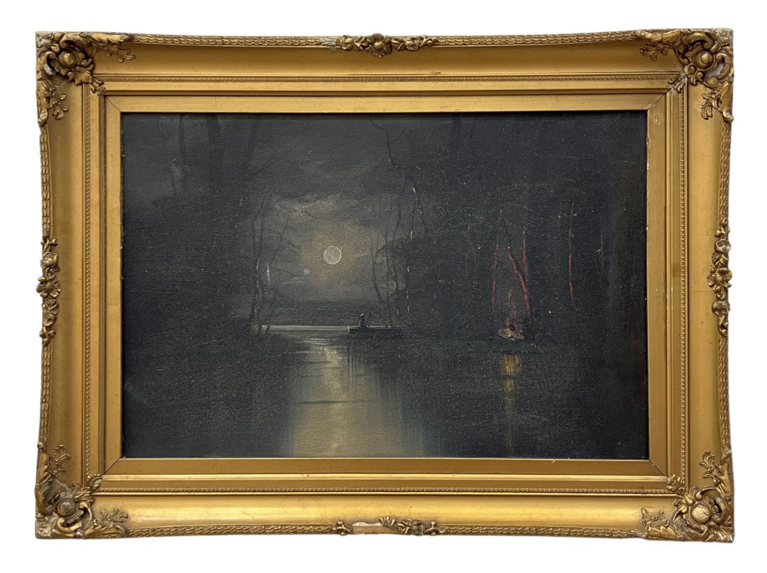 Antique Tonalist Impressionist Lake Scene Painting (1 of 2)