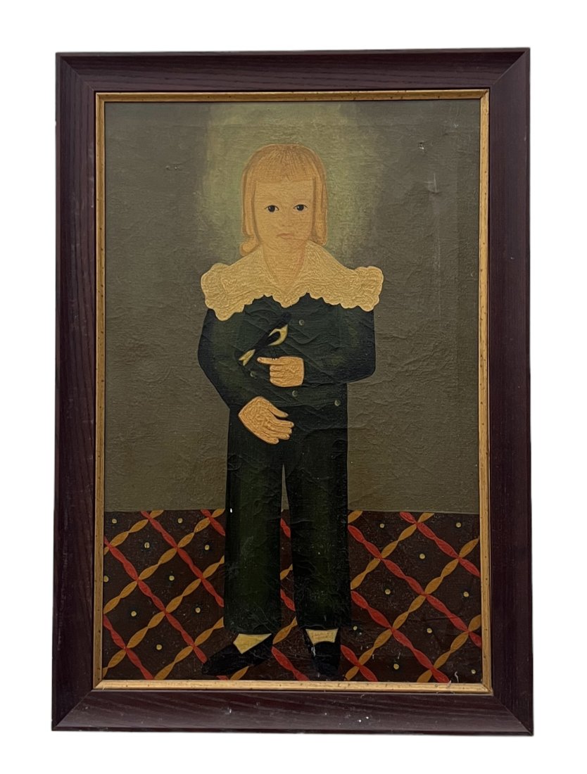 American Folk Art Painting Of A Young Boy (1 of 3)