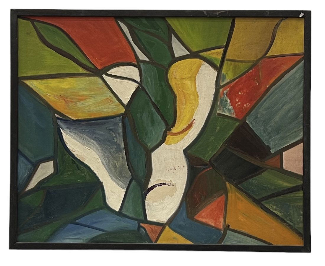 Mid-Century Modern Abstract Painting, Unsigned (1 of 3)