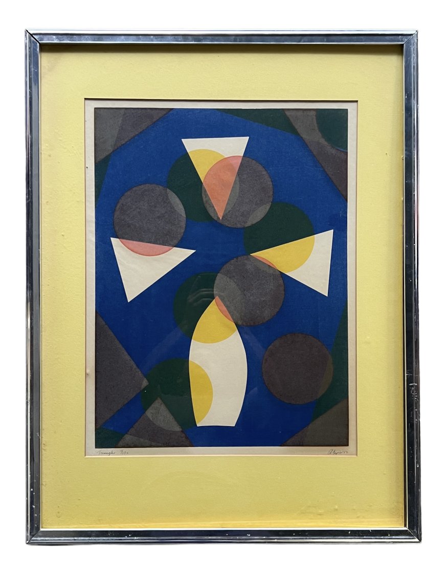 1970's Geometric Abstract Lithograph Pencil Signed (1 of 3)