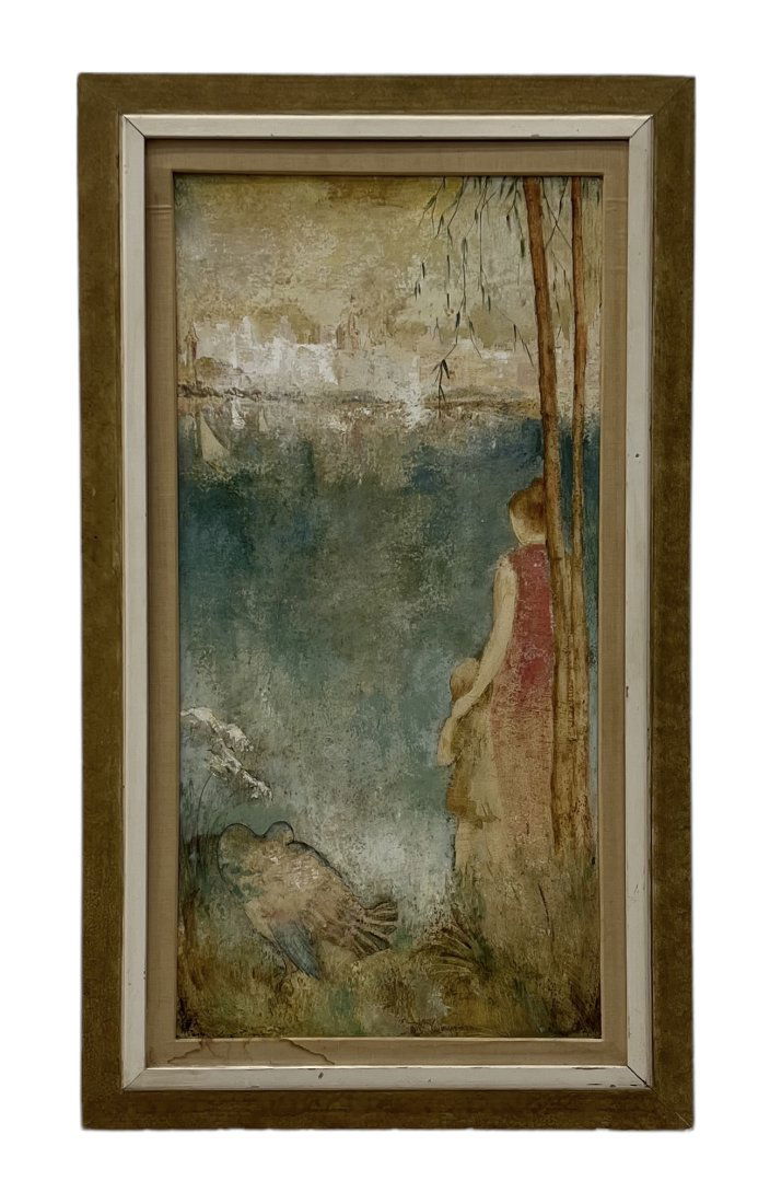 REYNA YOUNGERMAN (1902-1992, Florida) Mother & Daughter By Lake (1 of 3)