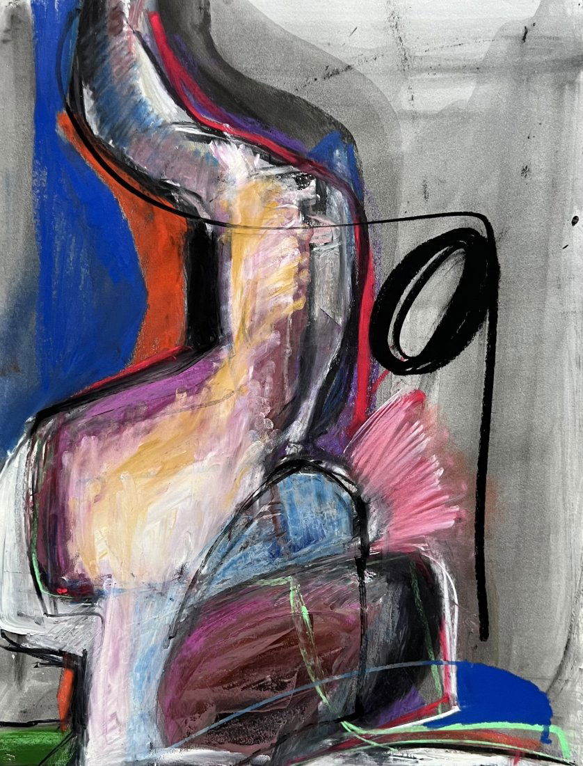 Unsigned Abstract Painting Mixed Media On Paper (1 of 2)