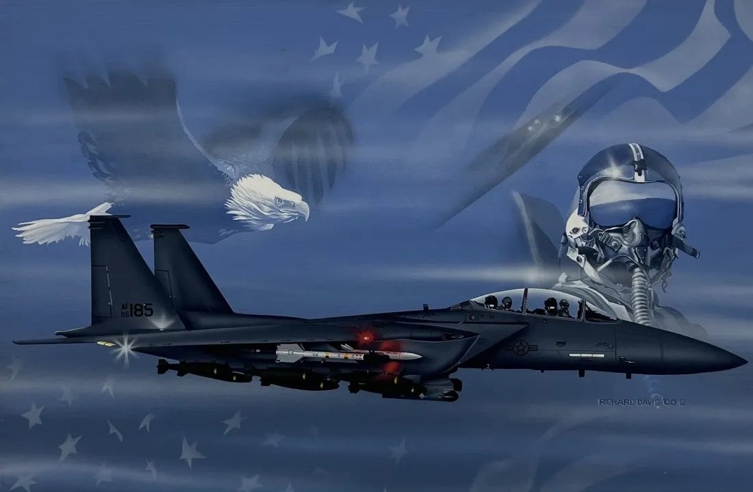 RICHARD DAVIS (20th c, American) American Air Force Illustration Painting (1 of 3)