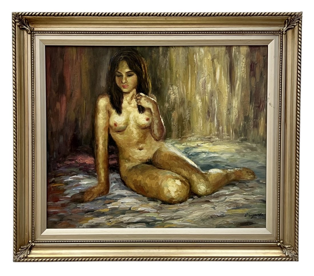 Nude Painting Of A Young Woman, Illegible Signature: Oil on canvas 24 x 20 in, 30 x 26 in (framed)