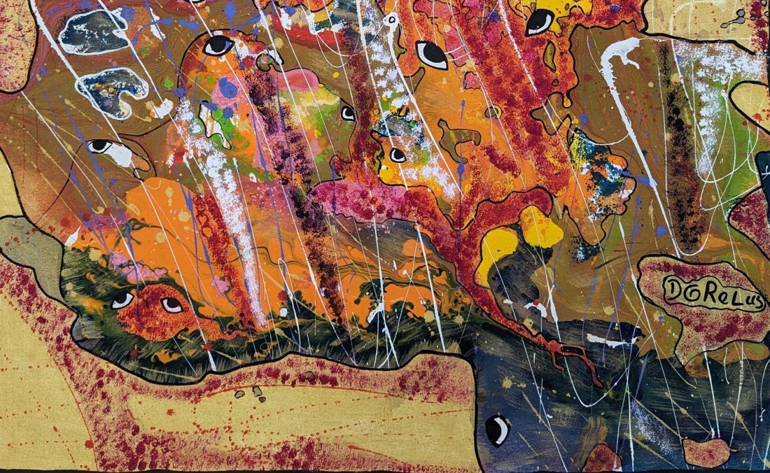 FRANTZ DORLEUS (20th c, Hatian) Abstract: Acrylic on canvas 29 x 24 in