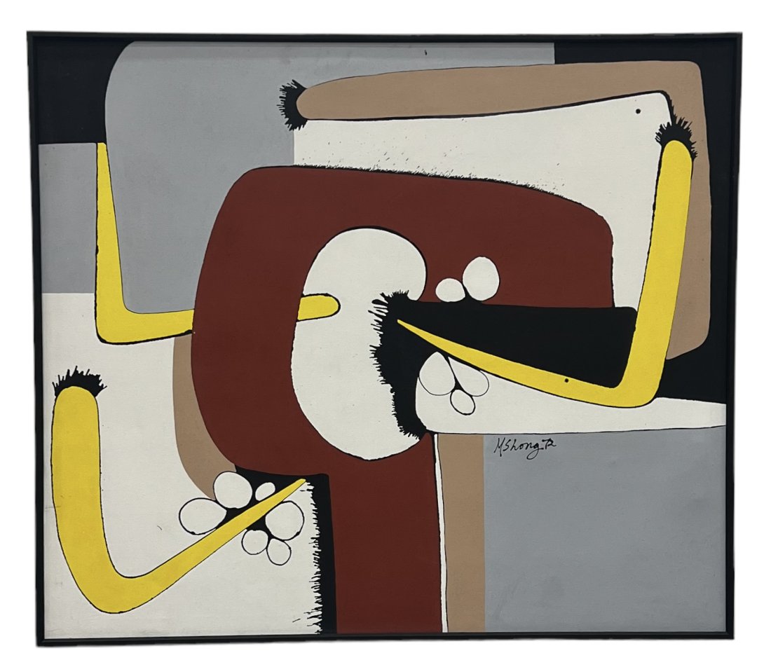 Large 1970's Chinese Modernist Abstract Painting Signed (1 of 3)