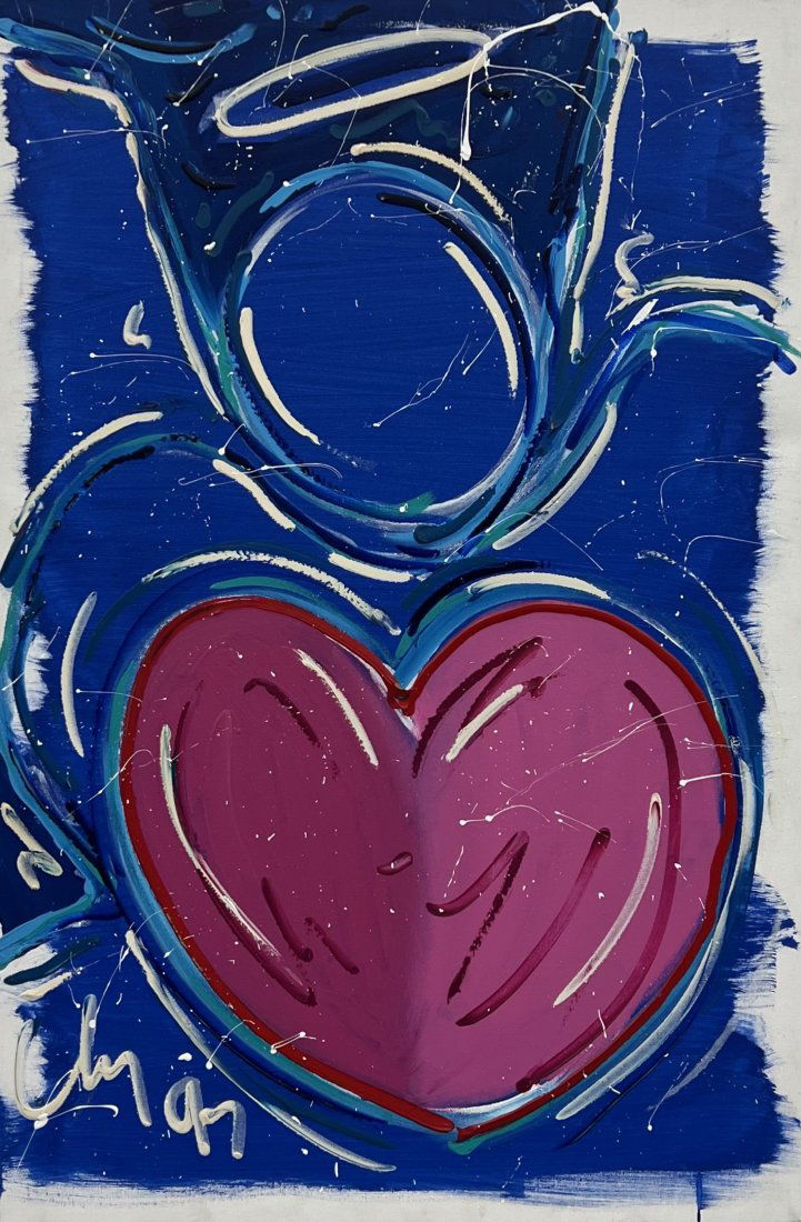 Vintage Heart Abstract Pop Art Style Of Peter Max Signed & Dated 1997 (1 of 3)