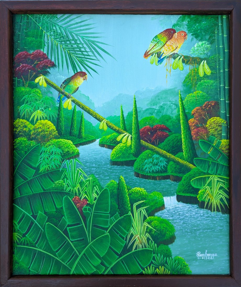ALBOTT BONHOMME (b. 1963, Haitian) Jungle Landscape: 24 x 20 in. Oil on canvas