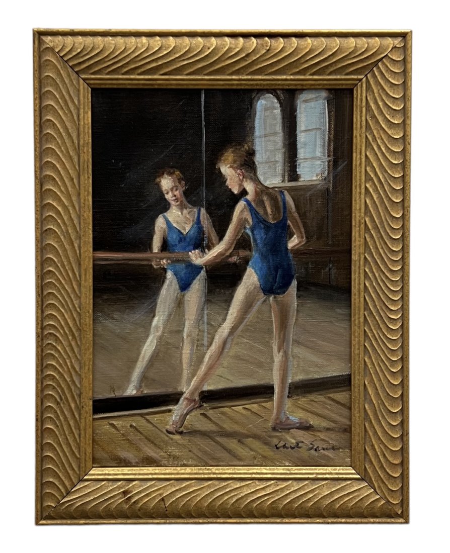CHET SAUER (20th c, American) Dancers: Oil on canvas 10 x 7 in, 12.5 x 9.5 in (framed)