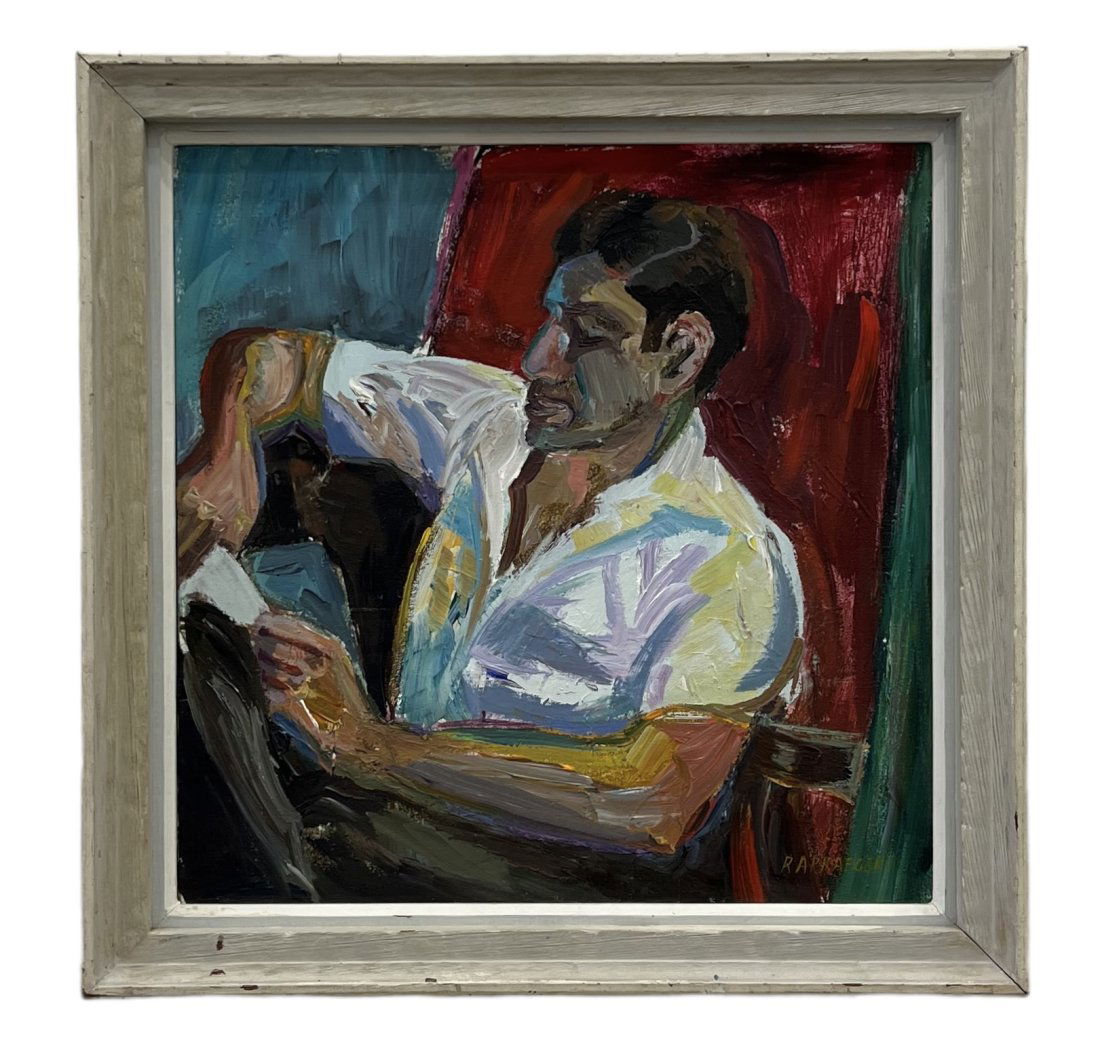 Vintage Portrait Of A Handsome Man Reading Signed, Oregon Artist (1 of 5)