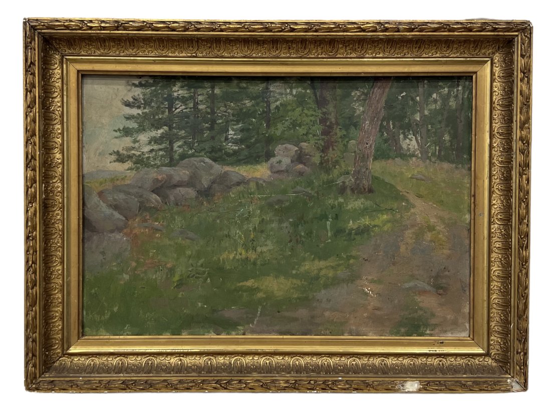 19th Century American Impressionist Landscape Painting, Unknown Artist Period Frame (1 of 3)