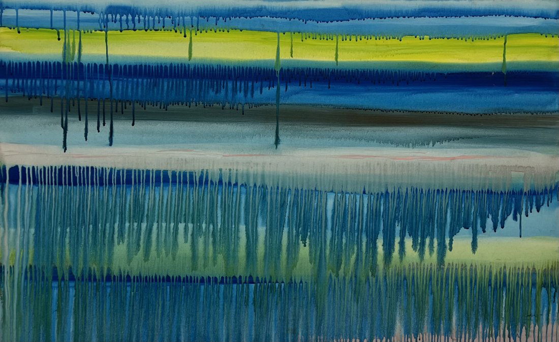 Large 1980's Abstract Painting Signed By Unknown Artist (1 of 4)