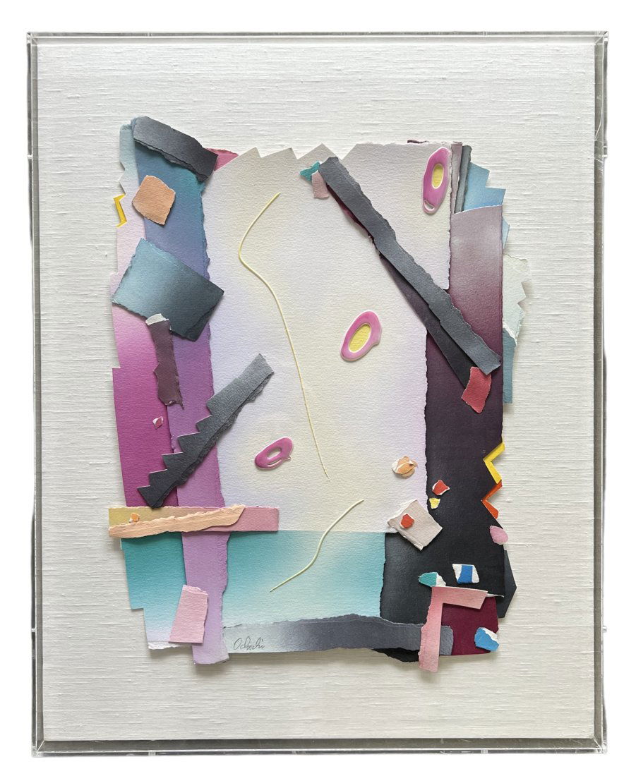 Post-Modernist Constructivist Collage Signed By Unknown Artist Lucite Frame (1 of 3)