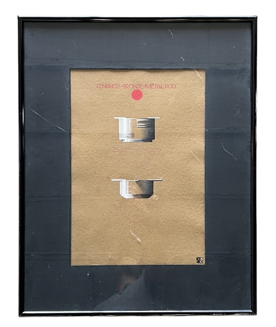 Mid-Century French Art Deco Illustration Art, Signed (1 of 2)