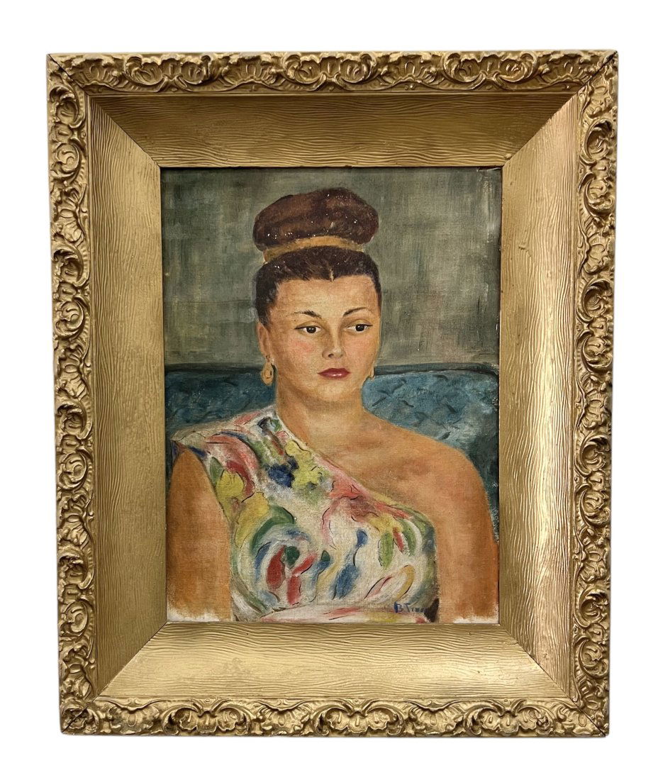 1930's Mexican Modernist Portrait Style Of Frida Kahlo, Signed (1 of 5)