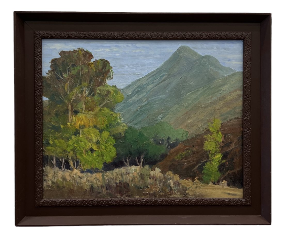 CHARLES LARZELERE (1883-1937, American) Impressionist Landscape: Oil on board 20 x 16 in, 24.5 x 20.5 in (framed). Born in Michigan on July 5, 1883. Larzelere was educated at George Washington University. An attorney, he had established a law practice in Los Angele