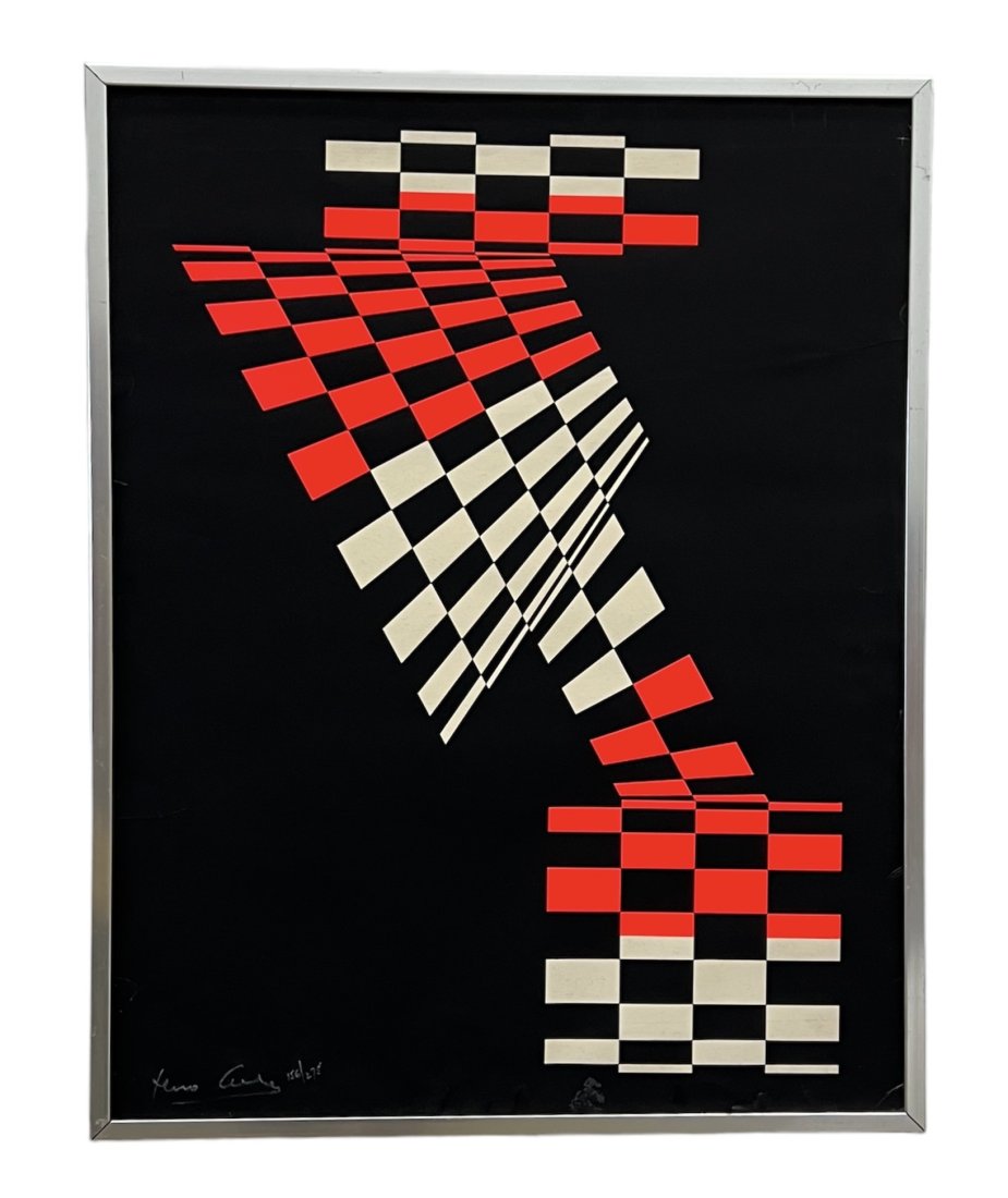 Mid-Century Modern Op Art Abstract Pencil Signed Serigraph (1 of 4)