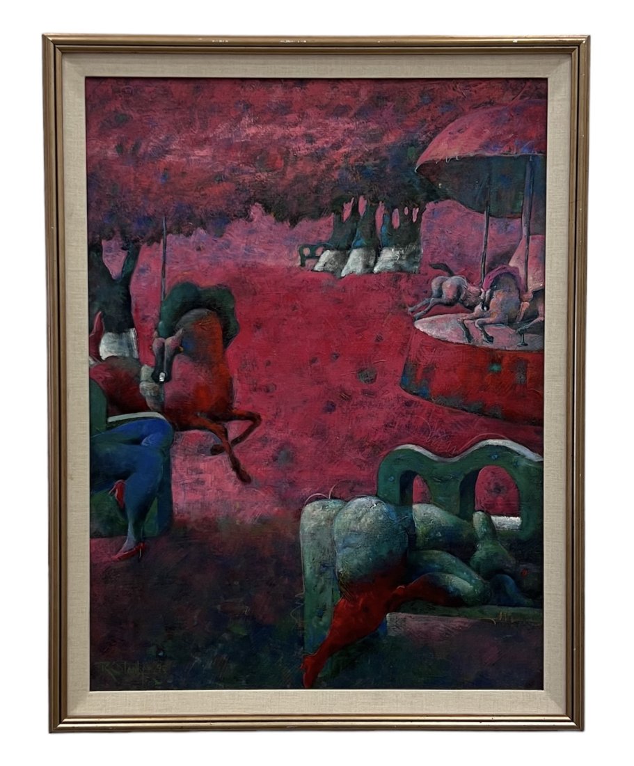 RODOLFO G STANLEY (b. 1950, Costa Rican): Acrylic on canvas 40 x 30 in, 44 x 34 in (framed)