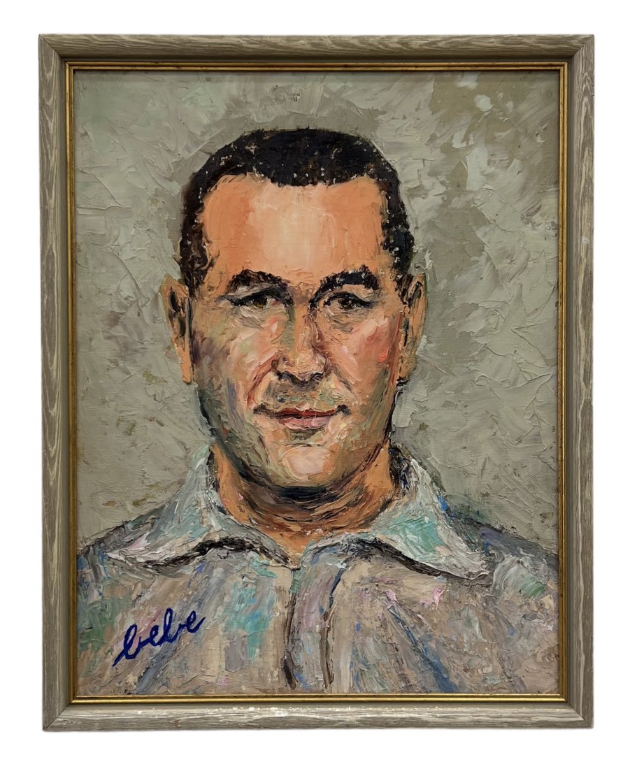 Vintage Modern Portrait Of A Man, Signed: Oil on board 19.5 x 15.5 in (framed). Unknown artist