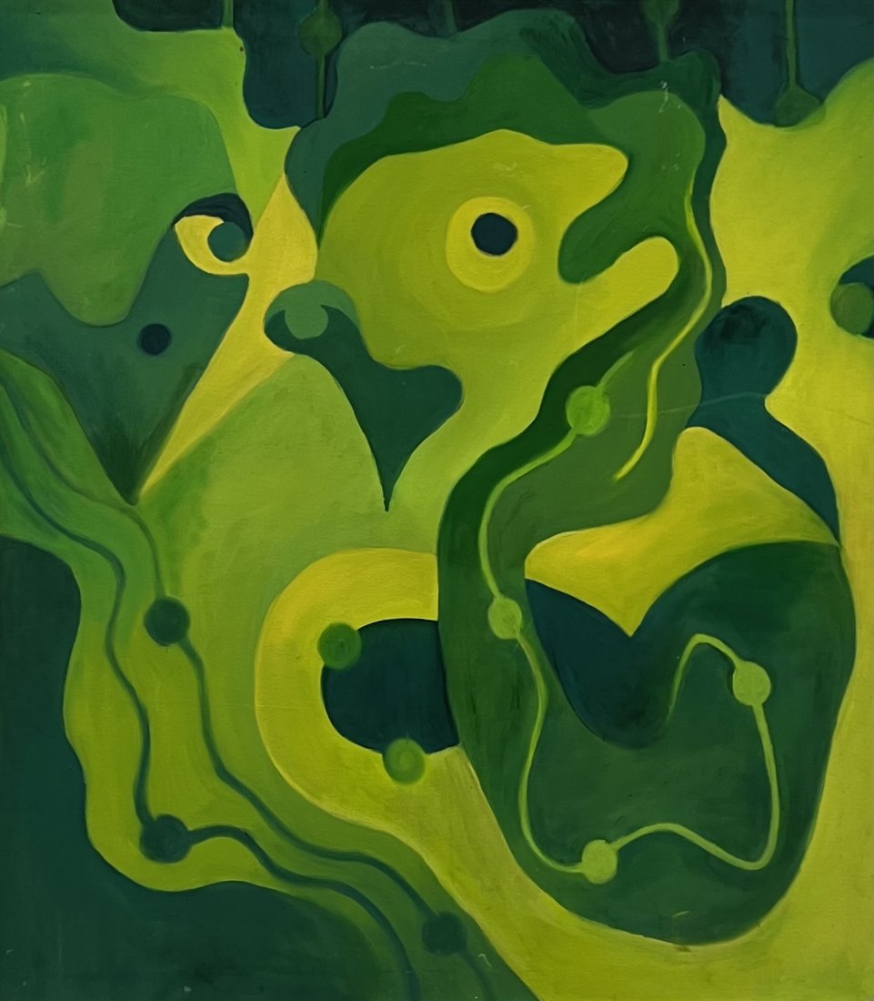 Mid-Century Modern Abstract Painting, Unsigned (1 of 3)