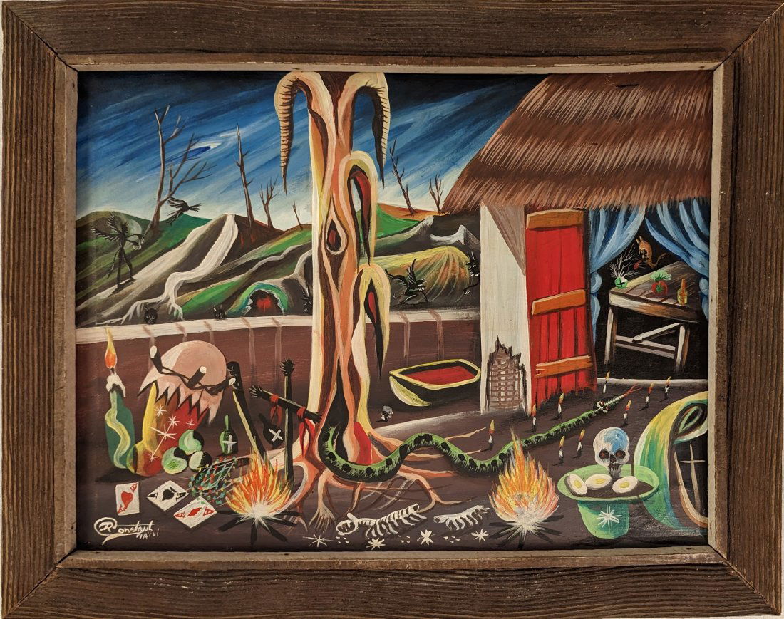 RENE CONSTANT (20th C, Haitian) Voodoo Scene (1 of 3)