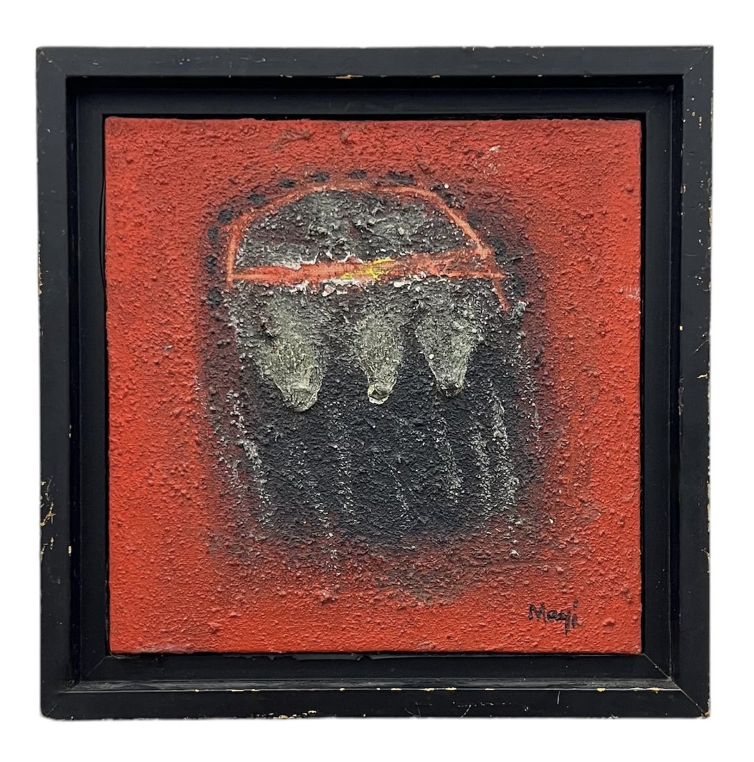 JUAN MAYI (b.1963, Dominican Republic) Abstract: Oil on canvas 9 x 9 in
