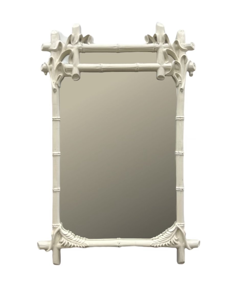 White Faux Bamboo Mirror by Gampel-Stoll (1 of 6)