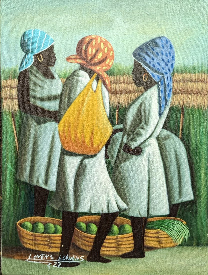 LOVENS LORVENS (20th c, Haiti): Acrylic on canvas 12 x 16 in