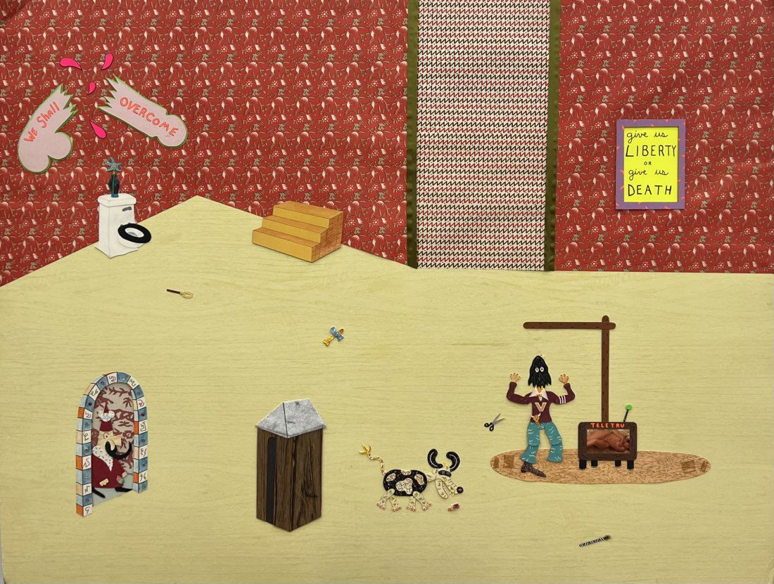 Modernist Collage Lesbian Motif, Unknown Artist: Size 44 x 34 in