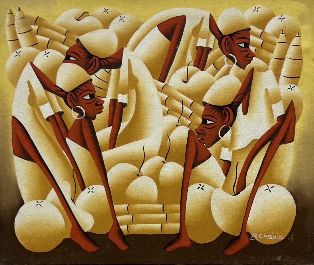 Haitian Street Art Painting Signed B. Casmir: Oil on canvas 24 x 20 in