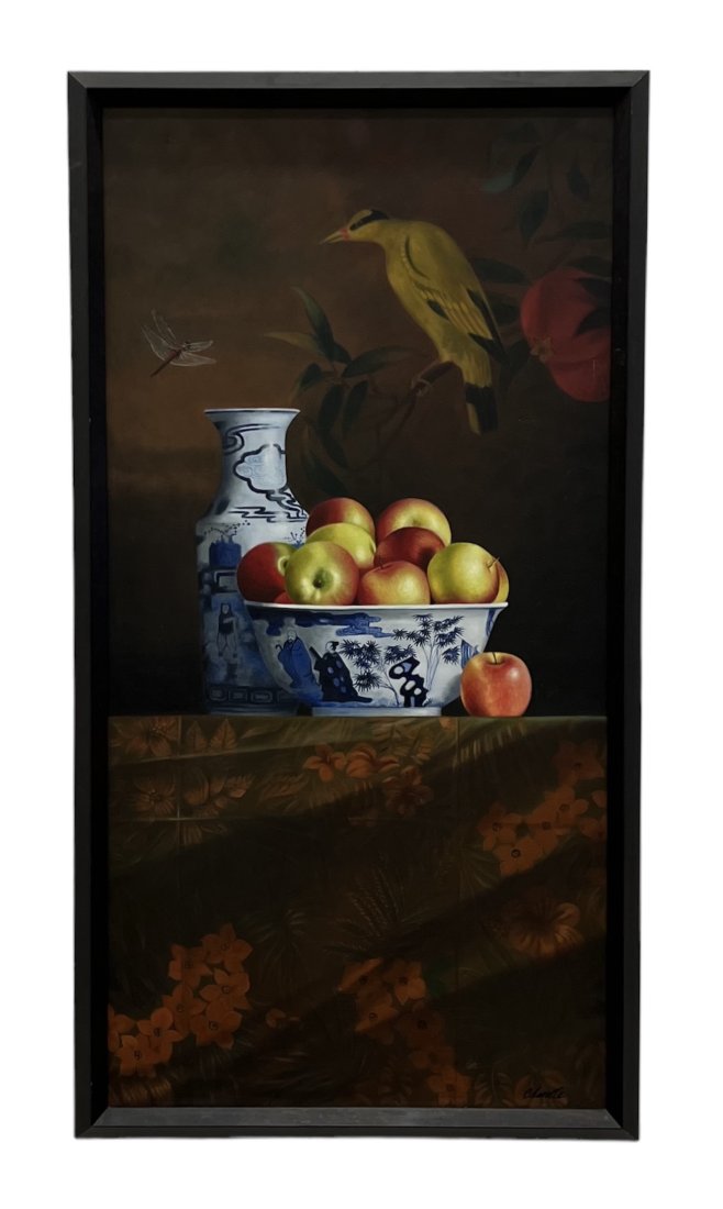 Monumental Hyperrealist Still Life Painting w/ Bird, Signed (1 of 3)