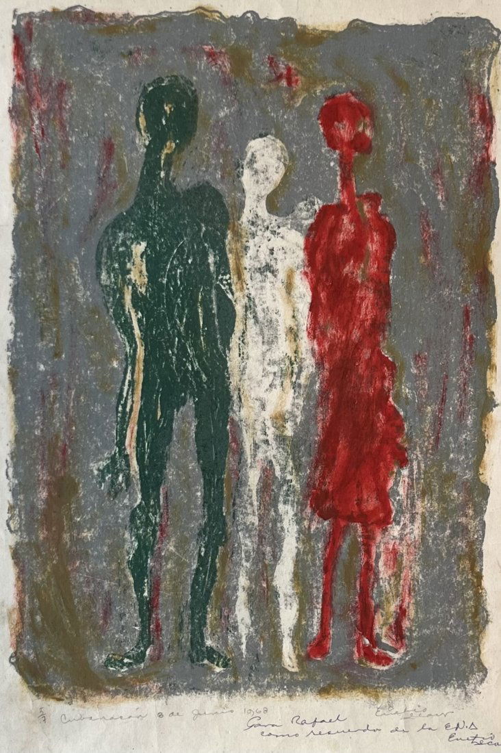 1960's Modernist Cuban Lithograph, Signed (1 of 4)