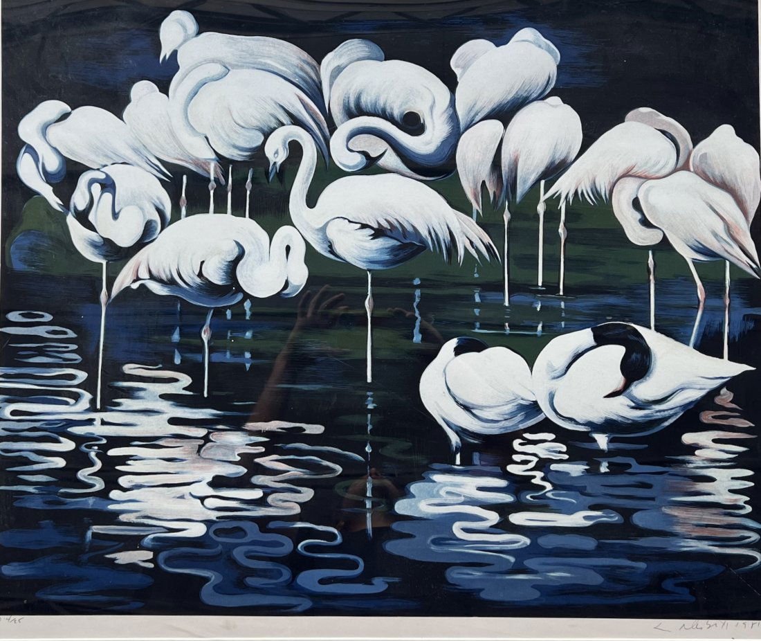 LOWELL NESBITT, Limited Edition Large Silkscreen Pencil Signed Print, Flamingo (1 of 5)