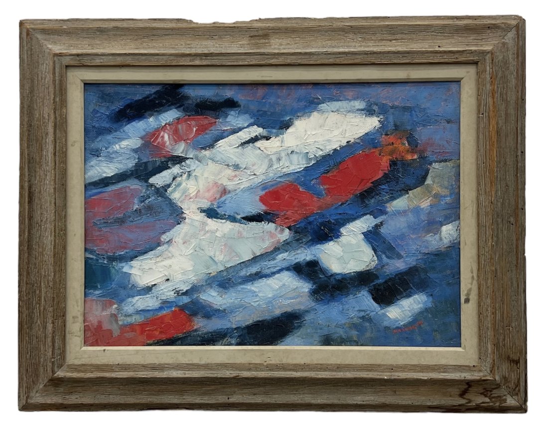 MAZHAR AYKUT (b. 1933, Turkish) Abstract Expressionism 1959: Oil on board 17 x 24 in