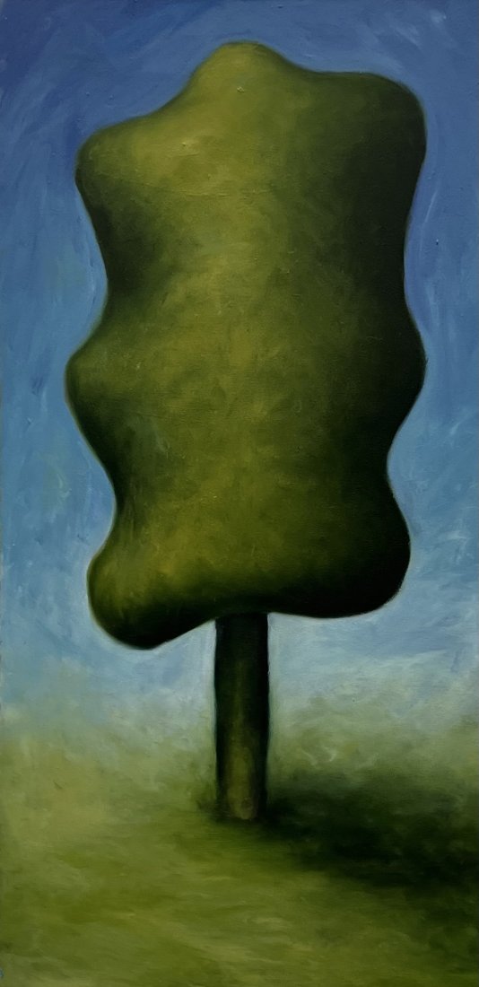 Modernist Tree Painting Style Of Rene Magritte, Unsigned (1 of 2)