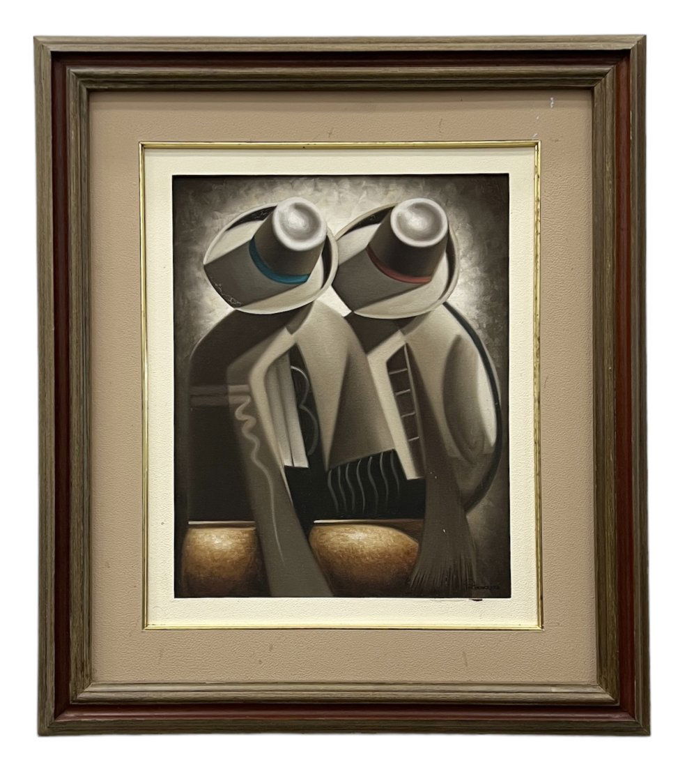 Vintage Latin American Cubist Painting, Signed (1 of 3)