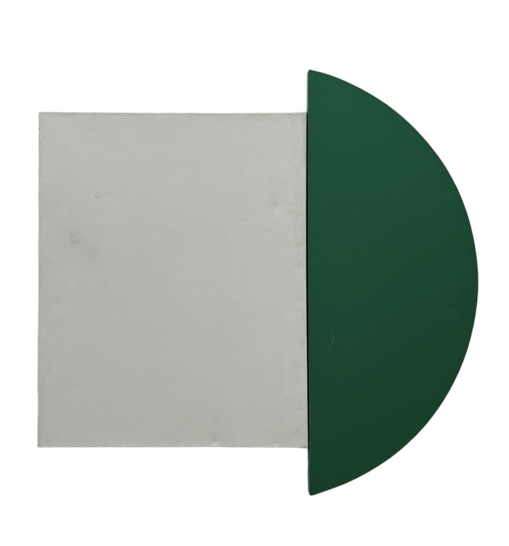 Mid-Century Modern Geometric Diptych Formed Canvas Painting (1 of 2)