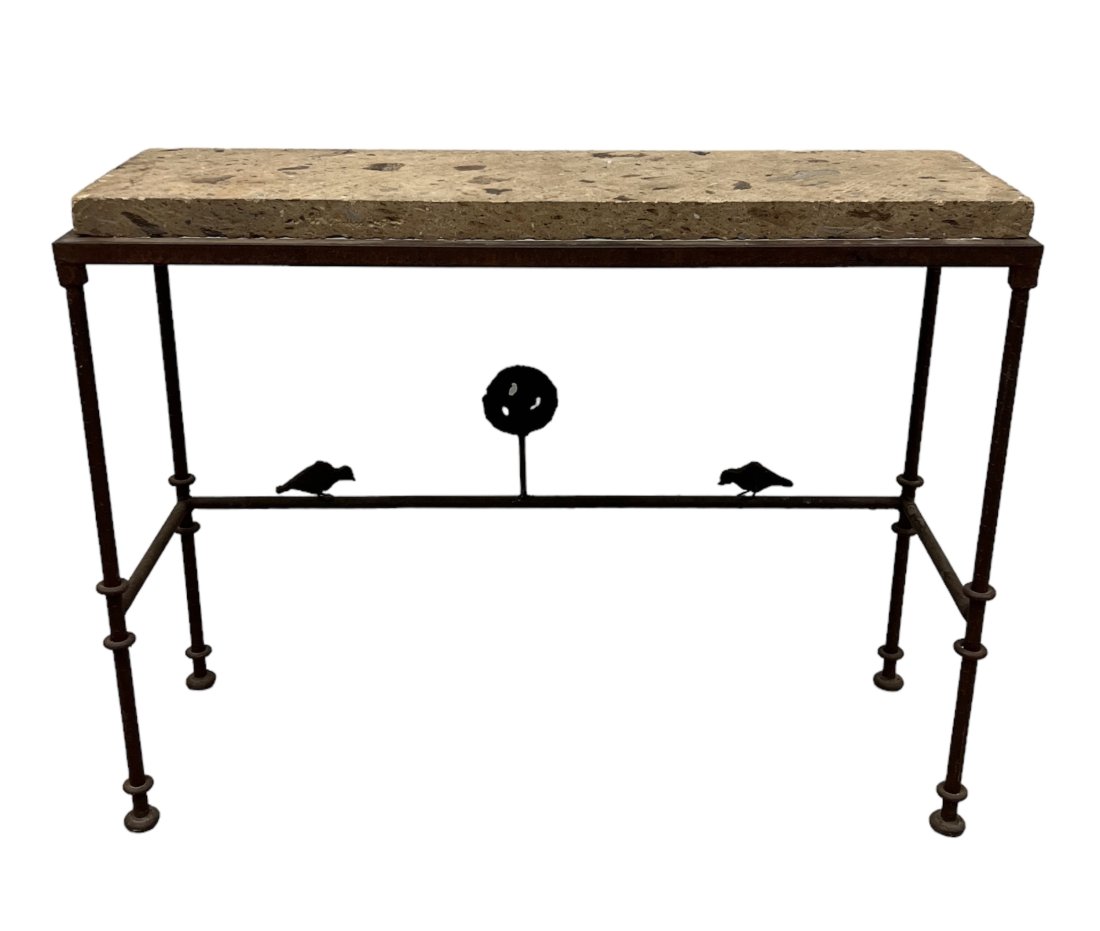 Giacometti Style Iron Console Table w/ Specimen Top (1 of 8)