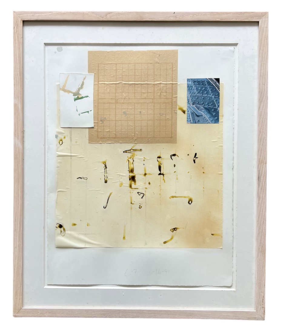 CARL PALAZZOLO (b. 1945, American) Abstract: Abstract Collage and watercolor 26 x 20 in, 33 x 27.5 in (framed)