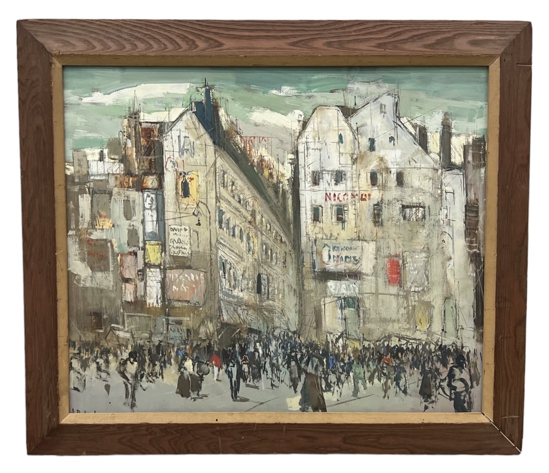 JAN RIJLAARSDAM (1911-2007, Netherlands, St. Denis Paris: Jan Rijlaarsdam. Oil on board 24 x20 in, 29 x 25 in (framed). Jan Rijlaarsdam was born March 2nd, 1911 in Nieuwkoop, Holland. A student of A.G. Hulshof Pol (1883-1957), a well-known painter and art te