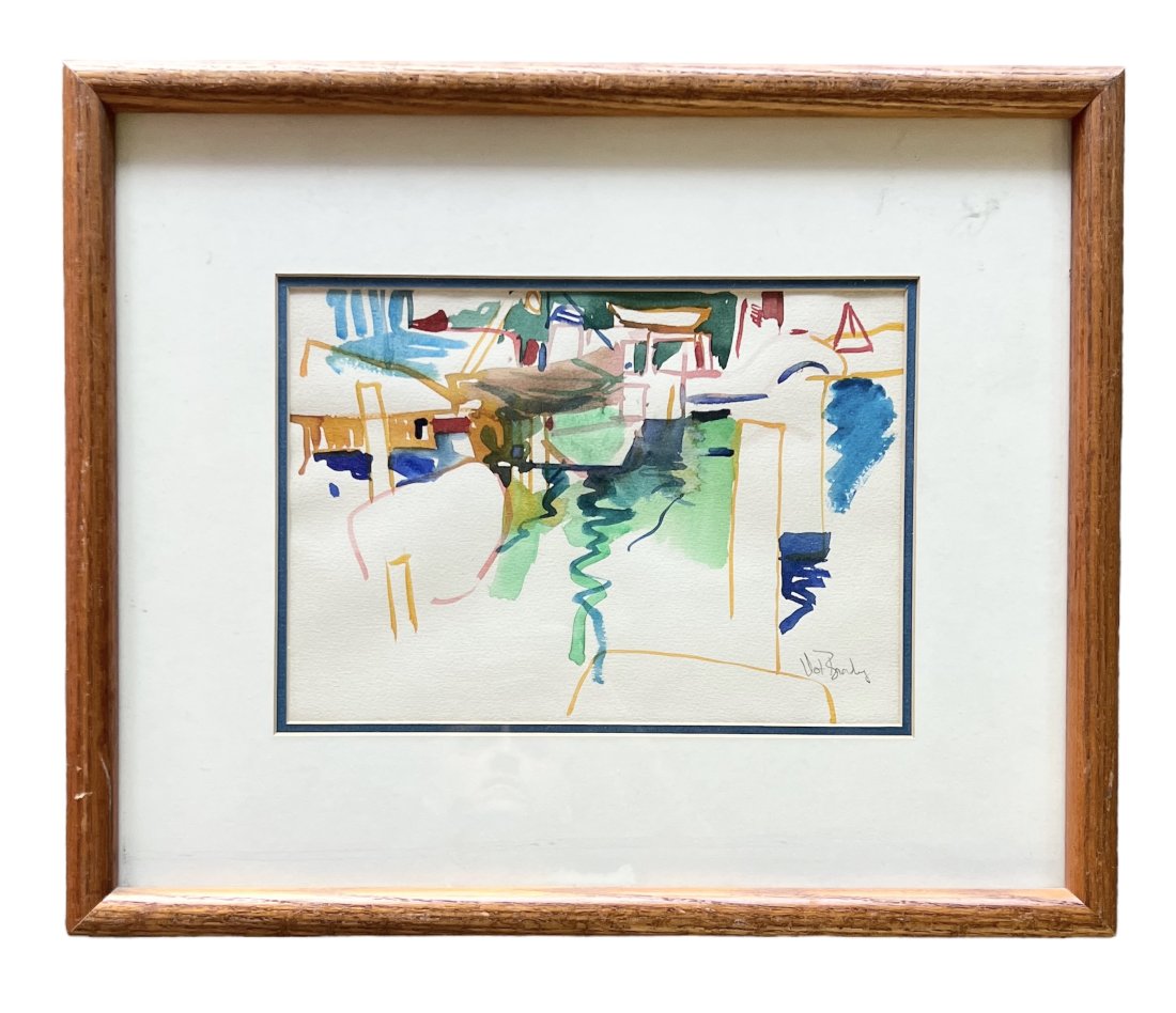 American Modernist Watercolor Abstract Signed By Unknown Artist (1 of 2)