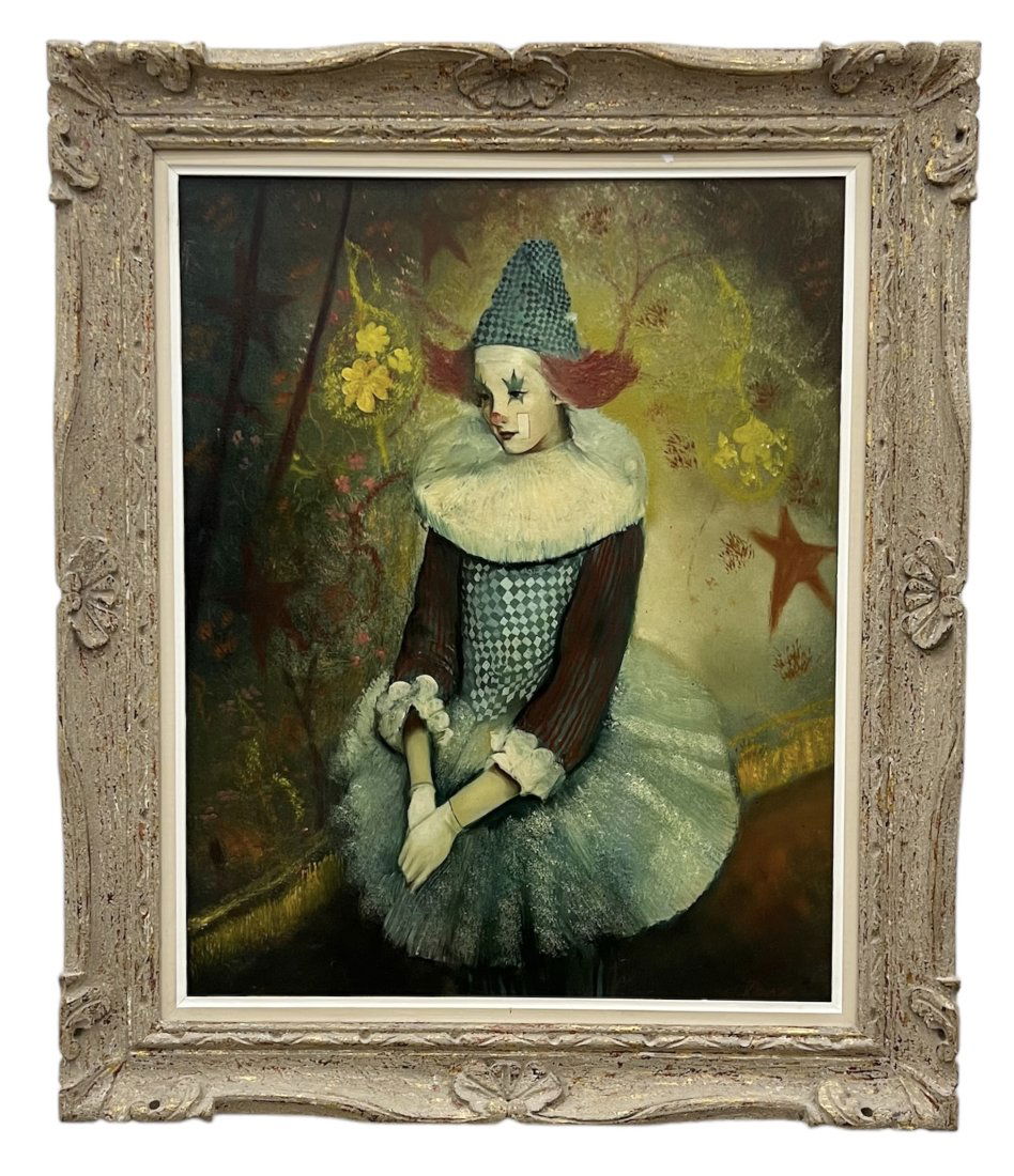 Surrealist Clown Painting Signed Duncan (1 of 3)
