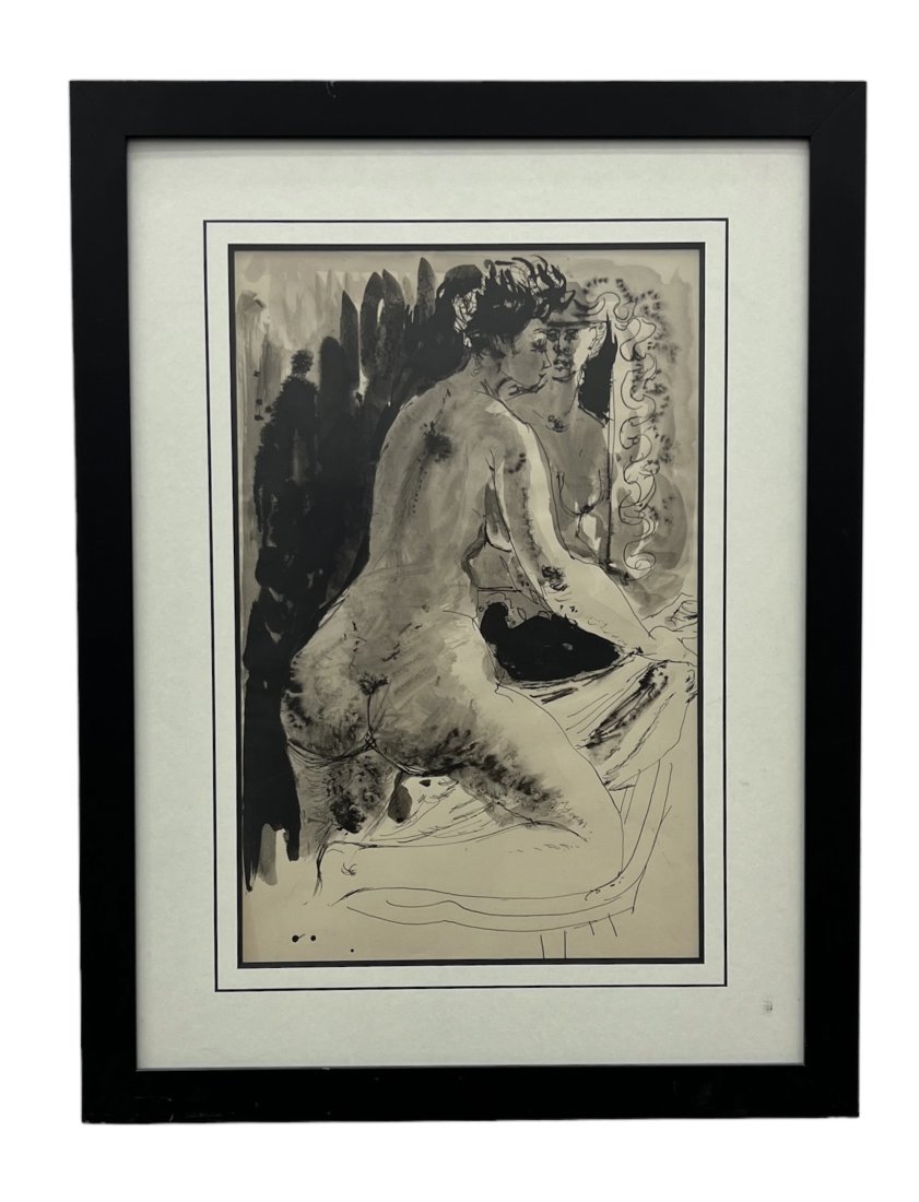HENDRIK GRISE (1914-1982, California) Nude: Ink and watercolor. 19 x 12 in, 28 x 21 in (framed).Hendrik Grise (1914-1982)By Professor Mark AxelrodIn 1982, Hendrik Grise (pronounced Gr-ice) died at the age of 68. In terms of contemporary artists