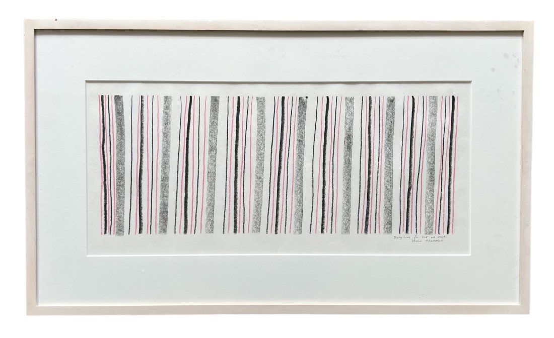 PAULO MACHADO (20th c, Portugal) Minimalist Abstract: Pastel on paper 22 x 10 in, 29 x 17 in (framed)