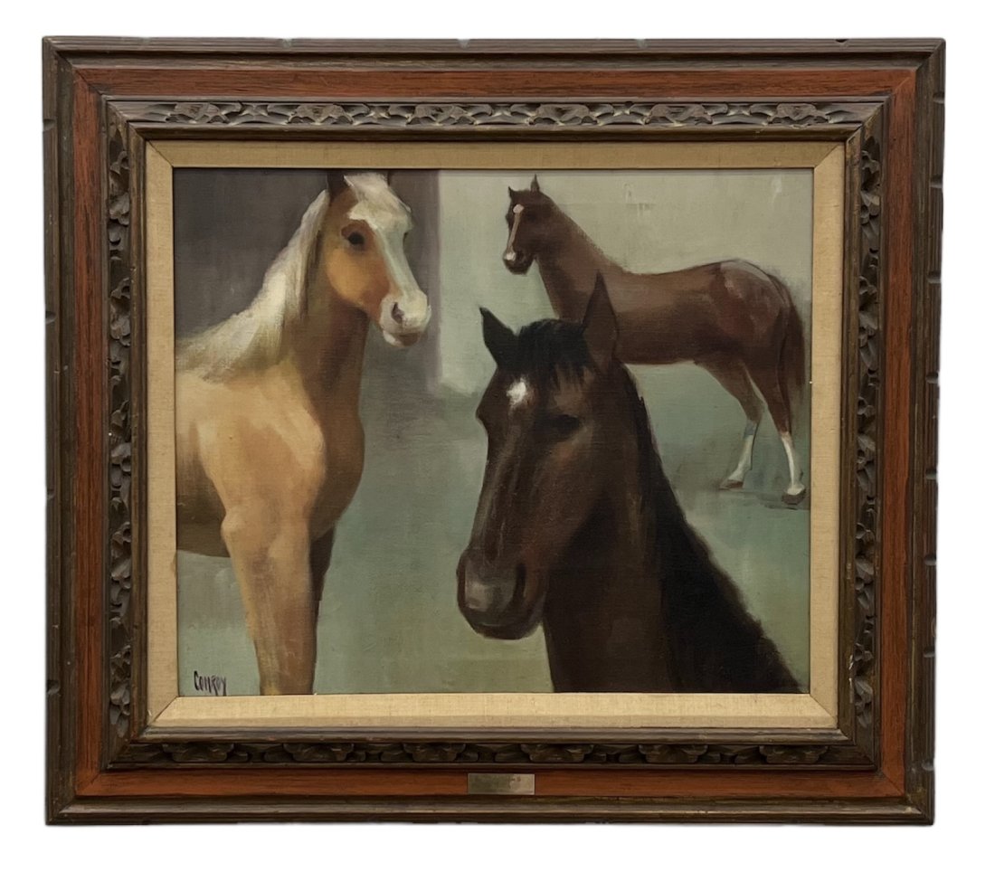 American School Equestrian Painting Of Horses, Signed (1 of 3)